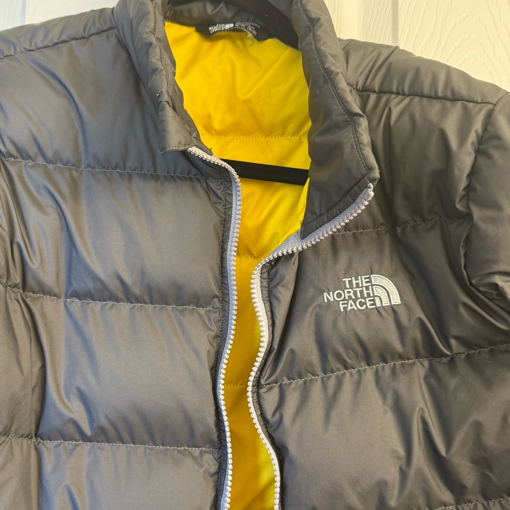 The North Face Andes Down Jacket Youth XL Gray 550 Fill Insulated Full Zip Puff - Picture 2 of 9